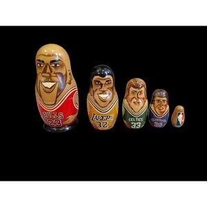 Michael Jordan Magic Johnson Matryoshka Dolls Set BSKT NBA‎ Chicago Bulls Lakers
